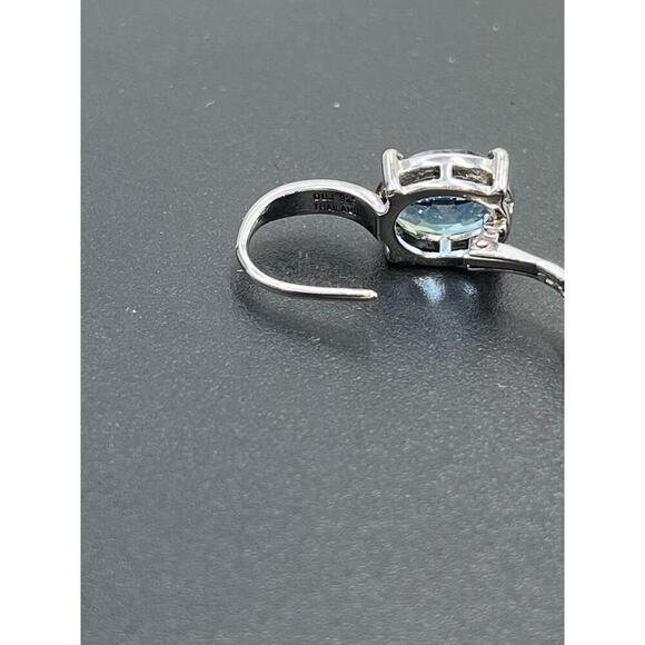 Designer DBJ Stamped Sterling Silver 925 Blue Topaz Lever Back Earrings New - Picture 5 of 12